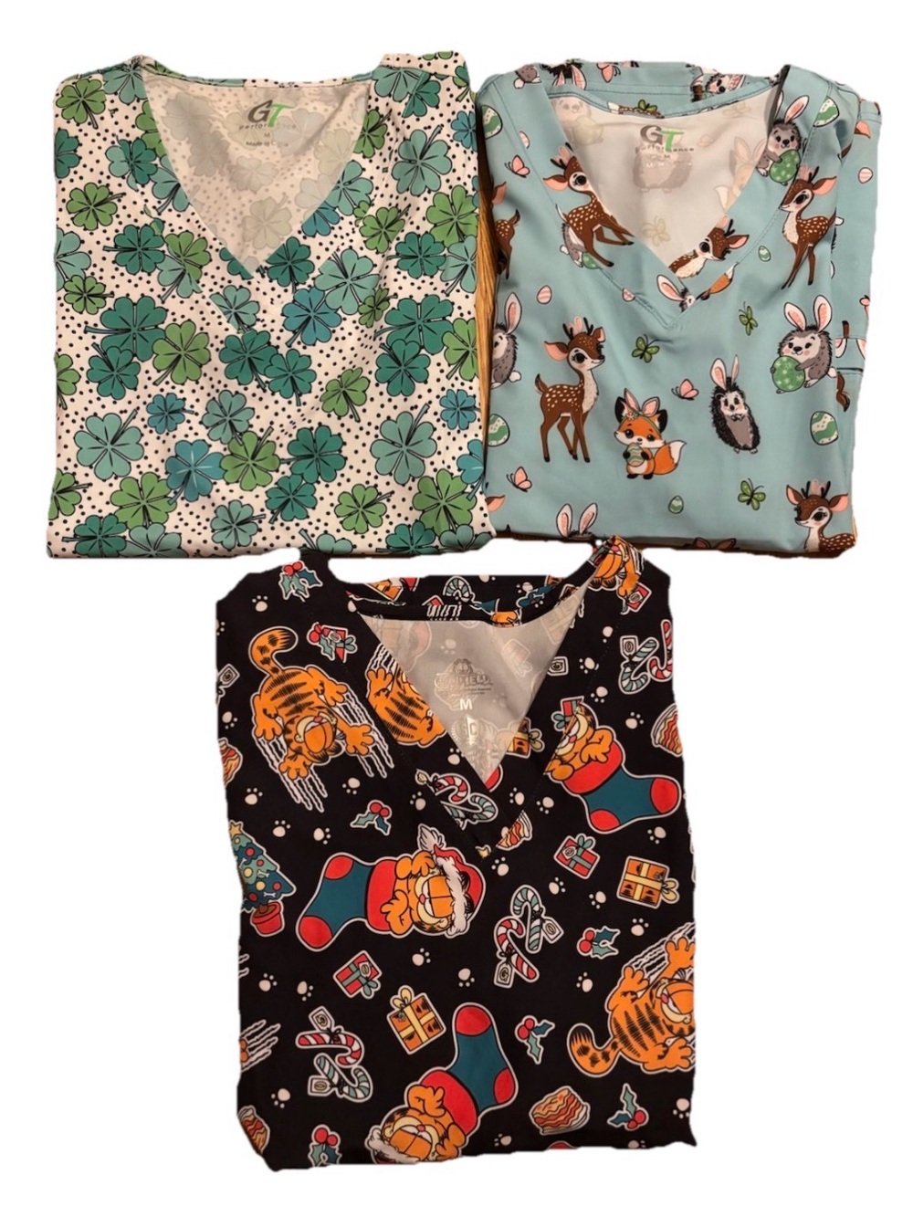 Women’s Set Of 3 Holiday Scrubs (Christmas, Easter & St Patrick’s Day - Size Med